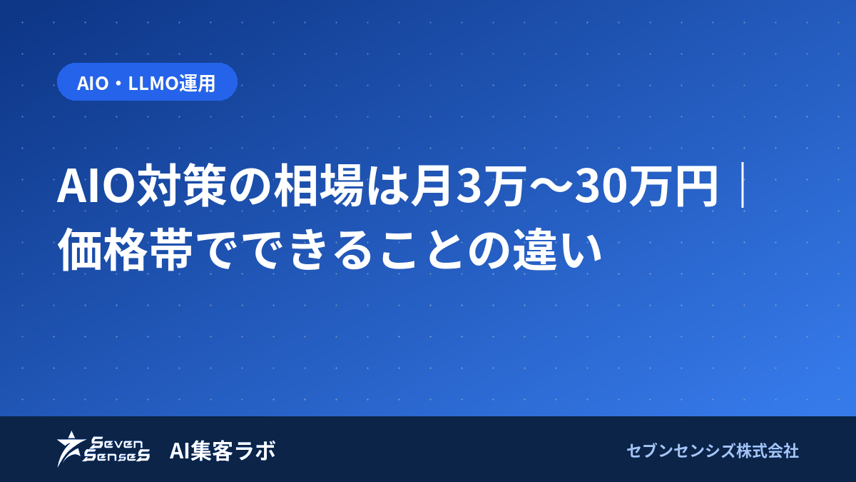 AIO対策の相場は月3万〜30万円｜価格帯でできることの違いのアイキャッチ画像
